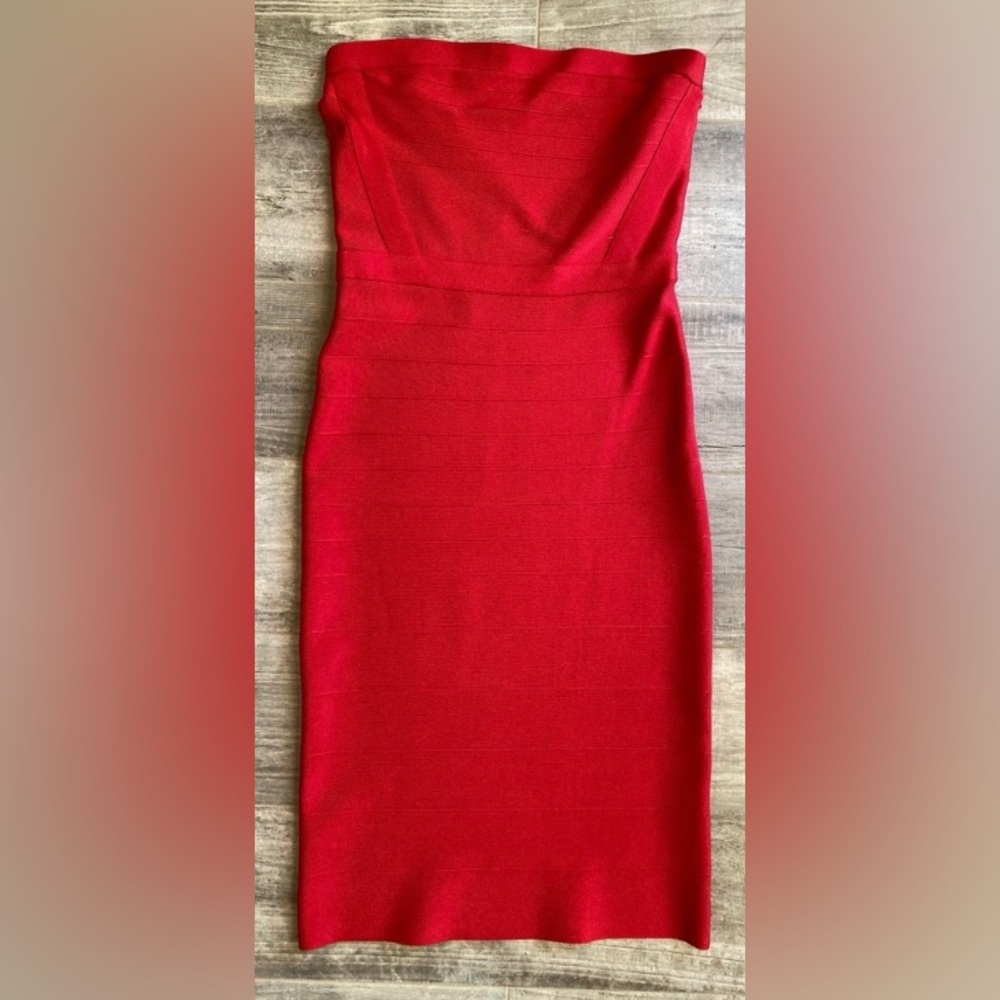 Bebe Strapless Bandage Dress Red Small